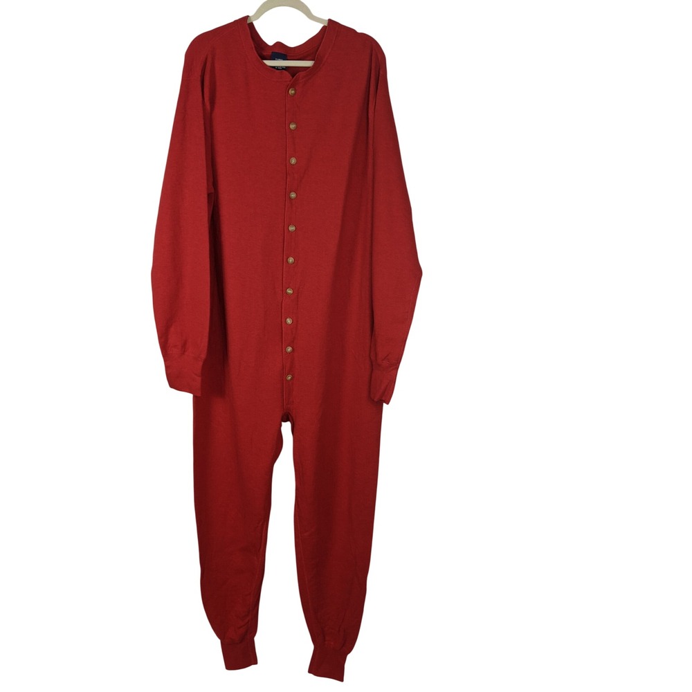 Duofold Mens Red Wool Blend Two Layer Union Suit Thermal Made in USA XL
